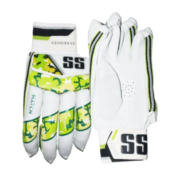 Match Cricket Batting Glove  -  Mens, Green,White, Left-handed