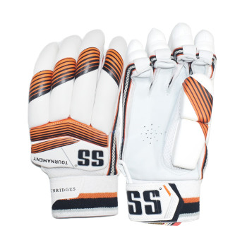 TOURNAMENT cricket batting_gloves  -  mens, white,orange, right-handed
