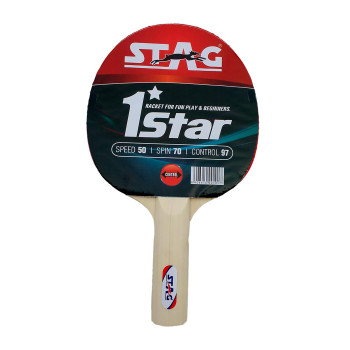 1 Star Table Tennis Racket  -  Red,Black, 22.5mm