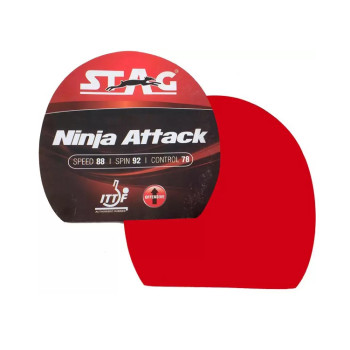 Ninja Attack Table Tennis Tt Rubber  -  Red, 2.7 MM