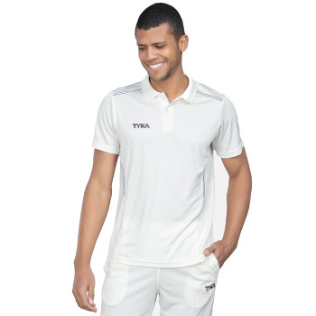 Prima Cricket White T-Shirt  -  XXL, Off White, Mens, Polo Neck, Half