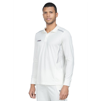 Prima Cricket White T-Shirt  -  XXXL, Off White, Mens, Polo Neck, Full