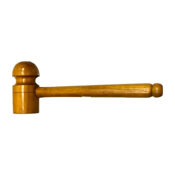 Round Flat Cricket Bat Mallet  -  Brown, Single Sided