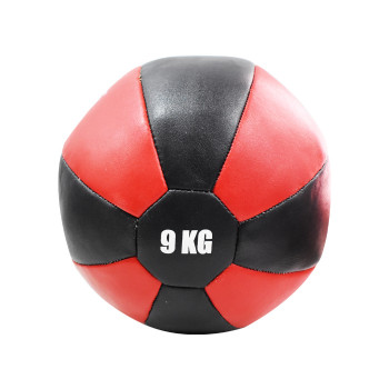 LEATHER Gym Medicine Ball  -  Red, 9 KG
