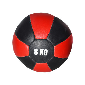 LEATHER Gym Medicine Ball  -  Red, 8 Kg