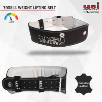 Padded Leather Gym Weight Lifting Belt  -  M, Black