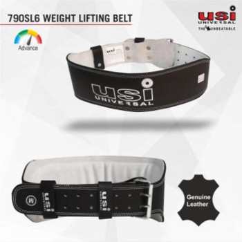 Padded Leather Gym Weight Lifting Belt  -  XL, Black
