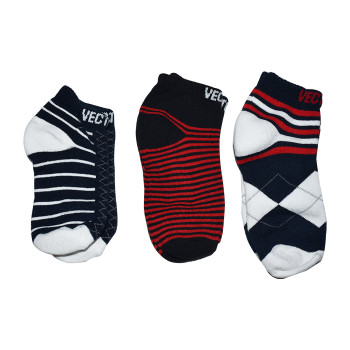 Funny Socks  -  Navy,Black,White, 12-14, Kids, Ankle