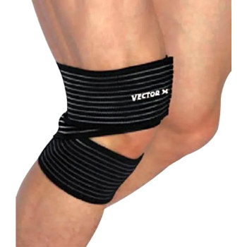Knee Support  -  Free Size, Black, Silver