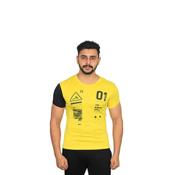 VTD-043-F T-Shirt  -  S, Black, Yellow, Mens